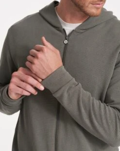 Performance Waffle Zip Hoodie | Dusty Pine -Eminem Style 0047 V259DST FA22 M ECOMM DETAIL 2149