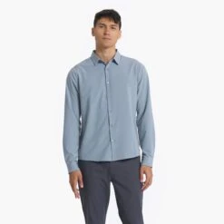 Long Sleeve Bridge Button Down | Light Cloud -Eminem Style V1002LCL 00147