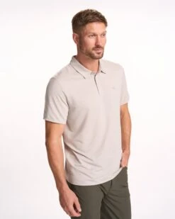 Knit Twill Polo | Beachsand Heather -Eminem Style V1004HBS FA23 M ECOMM TOPS FRONT TOPS 16
