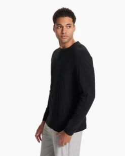 Long-Sleeve Ever Henley | Black -Eminem Style V108BLK 5