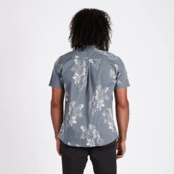 Crest Short Sleeve Button-Down | Grey Vintage Floral -Eminem Style V150GVF 3