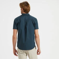 Crest Short-Sleeve Button-Down | Indigo Micro Dot -Eminem Style V150IMD 3