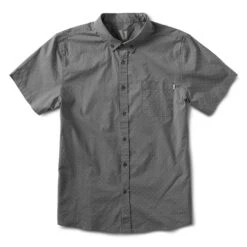 Crest Short Sleeve Button-Down | Grey Micro Dot