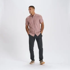 Bishop Short-Sleeve Button-Down | Saltwater Red -Eminem Style V154SWR 4