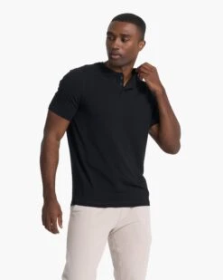 Short-Sleeve Ever Henley | Black -Eminem Style V165BLK 2