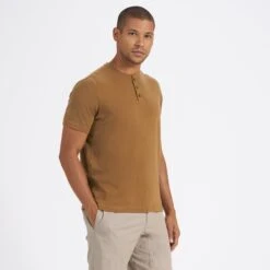 Short-Sleeve Ever Henley | Tobacco -Eminem Style V165TOB 2