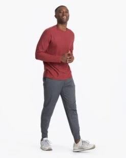 Long-Sleeve Strato Tech Tee | Currant Heather -Eminem Style V178HUT 00520