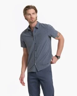 Short-Sleeve Bridge Button Down | Charcoal Arrows -Eminem Style V184CHA FA22 M ECOMM 0570