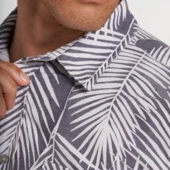 Short-Sleeve Bridge Button Down | Smoke Fronds -Eminem Style V184SMF 0290