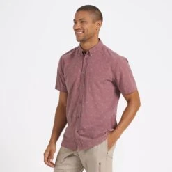Short-Sleeve Bridge Button Down | Terracotta Bird 7 Short-Sleeve Bridge Button Down | Terracotta Bird -Eminem Style V184TBI 2 FlagRemoved
