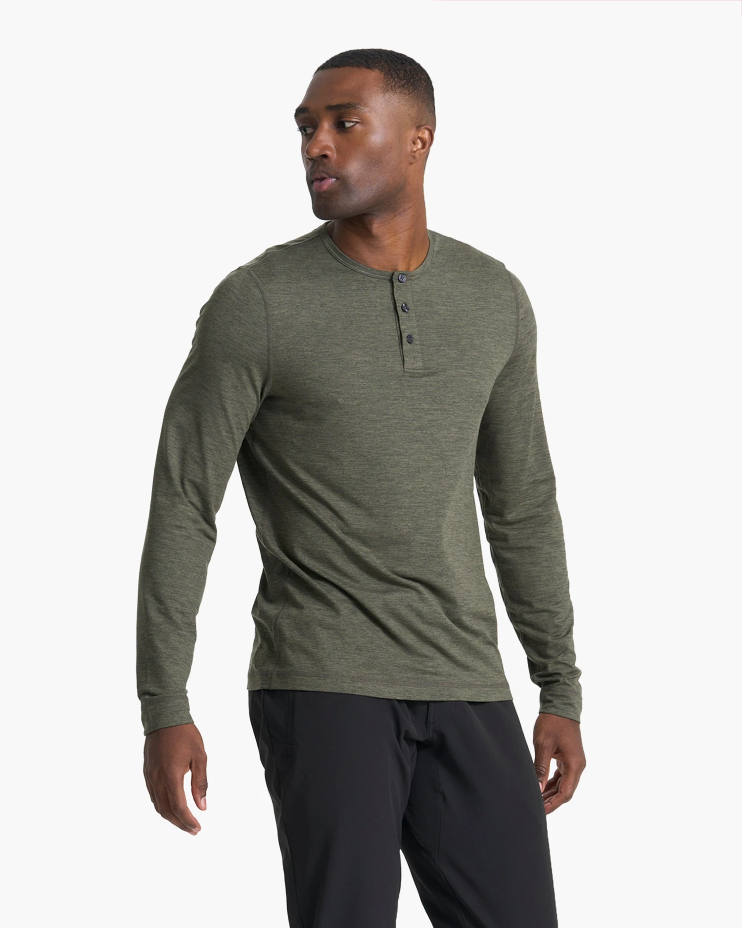 Long-Sleeve Ease Performance Henley | Oregano Heather 3 Long-Sleeve Ease Performance Henley | Oregano Heather - Image 3
