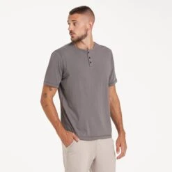Short-Sleeve Ever Henley | Smoke 8 Short-Sleeve Ever Henley | Smoke -Eminem Style V199FOG 1666