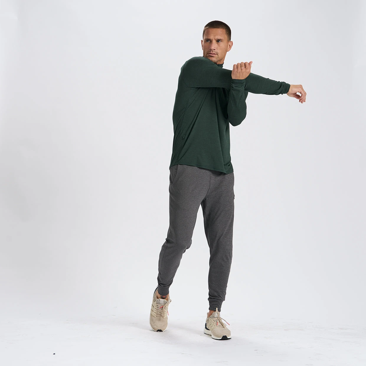 Ease Performance Half Zip | Blackened Green Heather 5 Ease Performance Half Zip | Blackened Green Heather - Image 5
