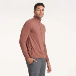 Ease Performance Half Zip | Dark Terracotta Heather -Eminem Style V221HDT 0258