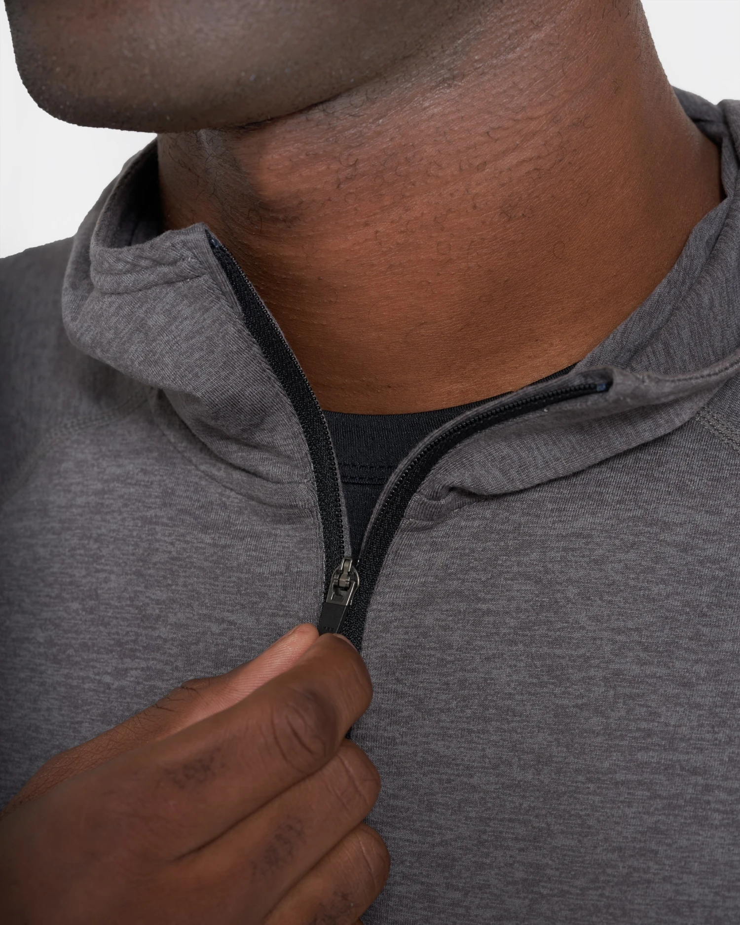 Ponto Performance Half Zip Hoodie | Smoke Heather 4 Ponto Performance Half Zip Hoodie | Smoke Heather - Image 4