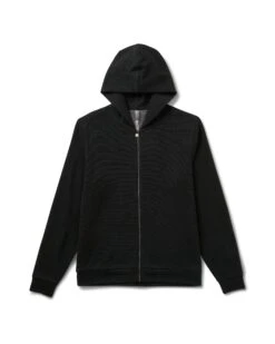 Performance Waffle Zip Hoodie | Washed Black