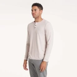 Long-Sleeve Ease Performance Henley | Oyster Heather -Eminem Style V431GLT 0788