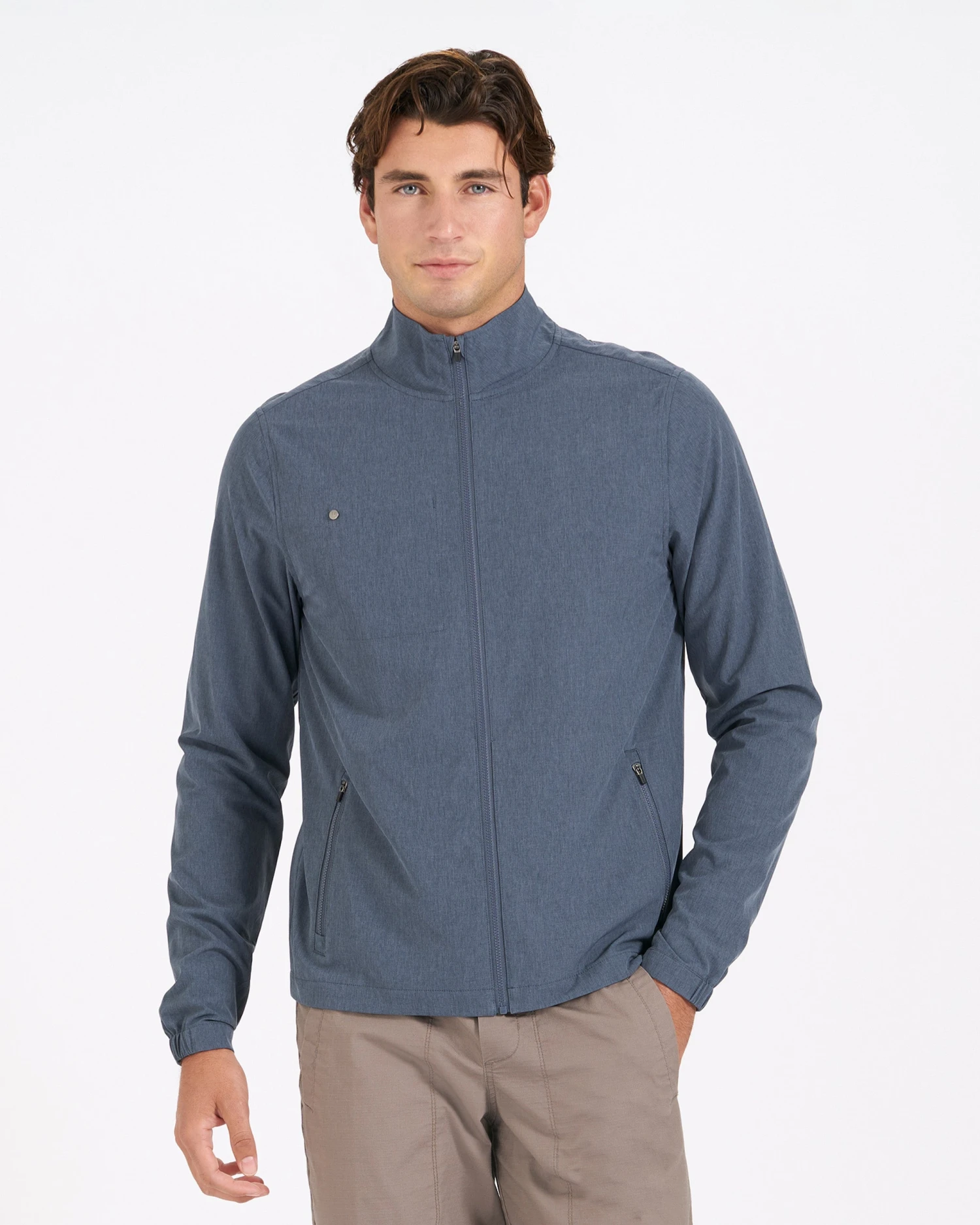 Venture Track Jacket | Navy Linen Texture 2 Venture Track Jacket | Navy Linen Texture - Image 2